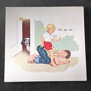 Playful Kids Reading Art 1962 Dick and Jane Go Go Go Vintage Book Page Large